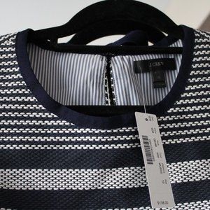 J. CREW SHEATH DRESS IN STRIPED NAVY TWEED SZ 10